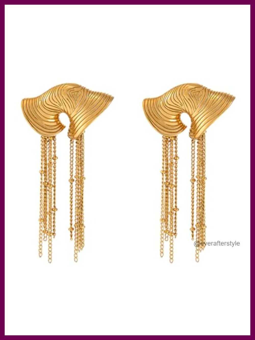 Gold Statement Tassel Fringe Dangle Drop Earrings for Women Party